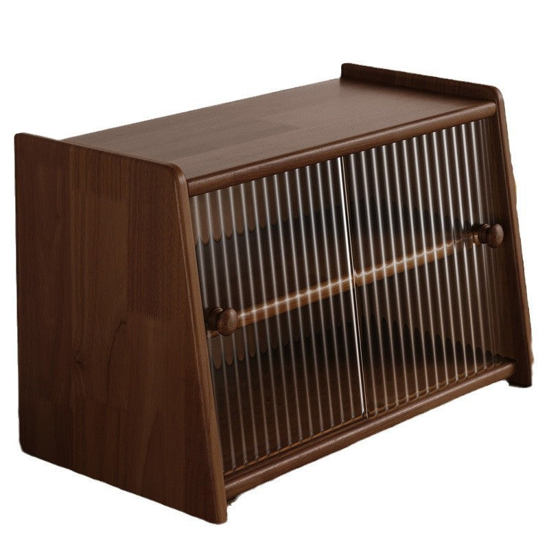 Solid wood desktop cosmetics storage box rack countertop sundries storage cabinet desk figure display finishing cabinet