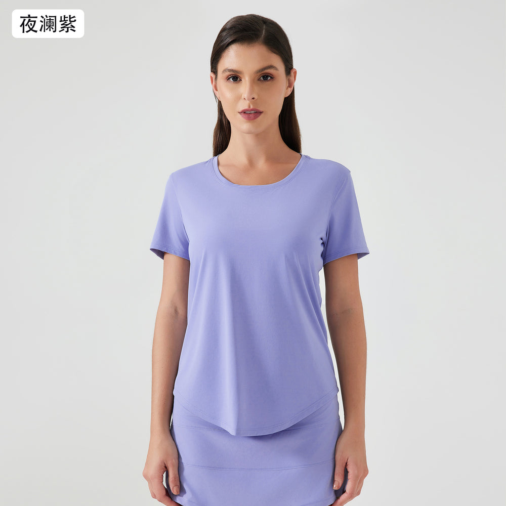 New lightweight, breathable, quick-dry, loose-fit activewear top - versatile, slimming, and figure-flattering short-sleeve yoga shirt d25017