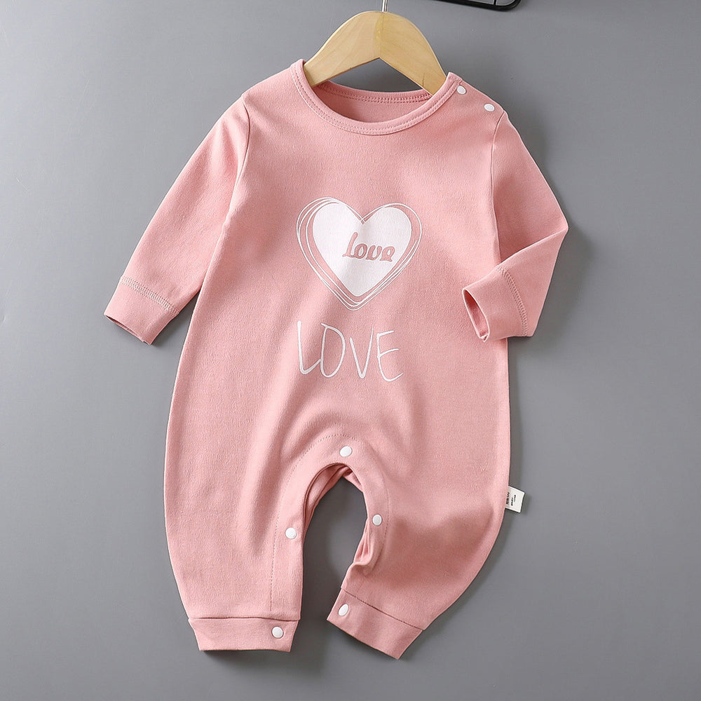 Baby long sleeves bag butt pure cotton breathable male and female baby spring & fall summer jumpsuit small monthly long climbing hoodie