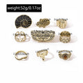 European and american vintage trendy flower conch ring set wholesale, retro niche punk distressed hollow ring wholesale