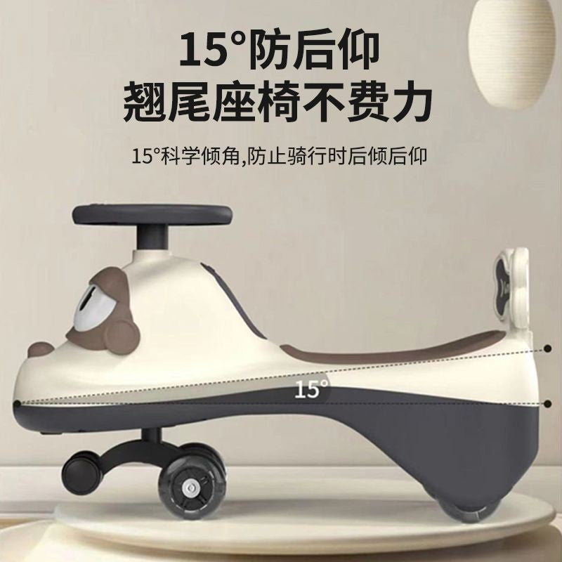 Kids' twist and go ride-on car - ages 1-3, suitable for boys and girls, adult accommodated, silent wheels, anti-tip design, wobble ride-on toy car
