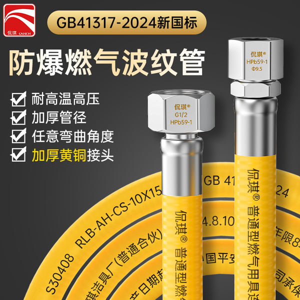 Natural gas hose gas pipe stainless steel connecting pipe gas stove water heater bellows household metal explosion-proof pipe