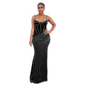 C7399 cross-border   fashion women's sexy slim-fit rhinestone embellished cami dress