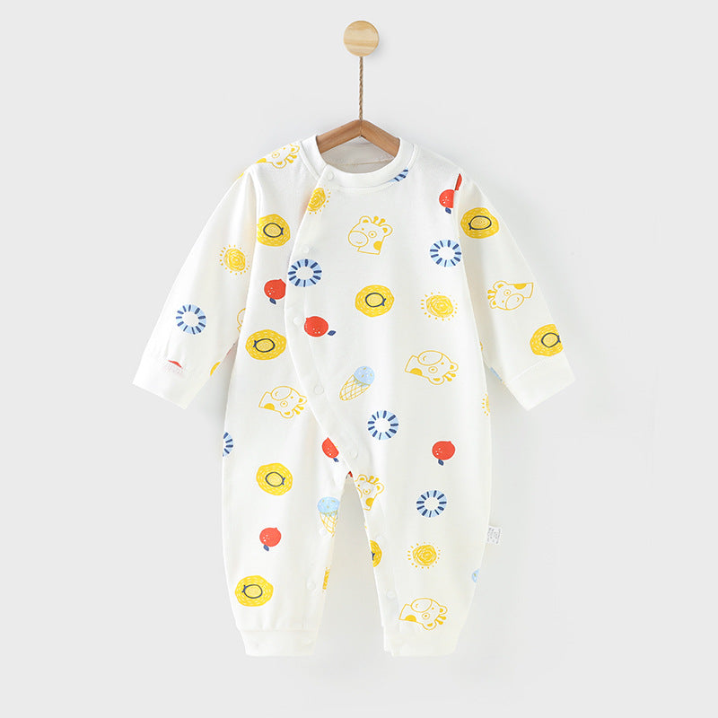 Wholesale baby rompers - spring/autumn pure cotton newborn long sleeve crawling suit 0-2 years old sleepwear baby onesie autumn outfit