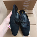 Za2024summer new product lazy head back hollow women's summer outwearflatscasualcasual square toe sandals for women