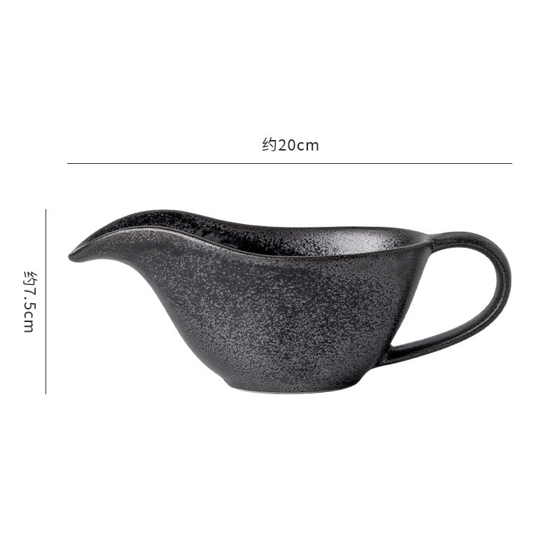 Simple retro practical ceramic sauce cup with handle - ideal for hotels, restaurants, western cuisine, creative steak sauces, and cooking sauces