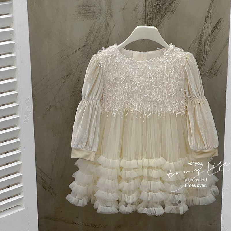 Girls' dress - new autumn  korean style, chic and elegant baby girl fairy princess dress, birthday party gown, trendy tulle skirt