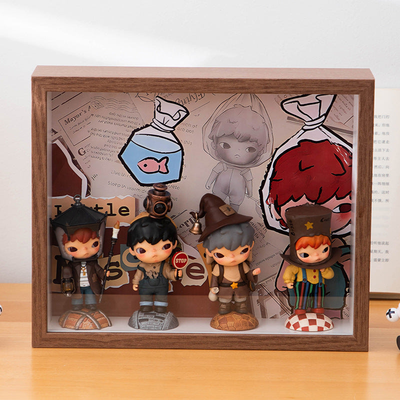 POP MART photo frame storage box wall hanging doll blind box display picture frame scene figure storage wholesale hollow