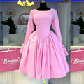European and american women's clothing  summer new arrival: elegant round neck long sleeve tie-waist high waist a-line dress