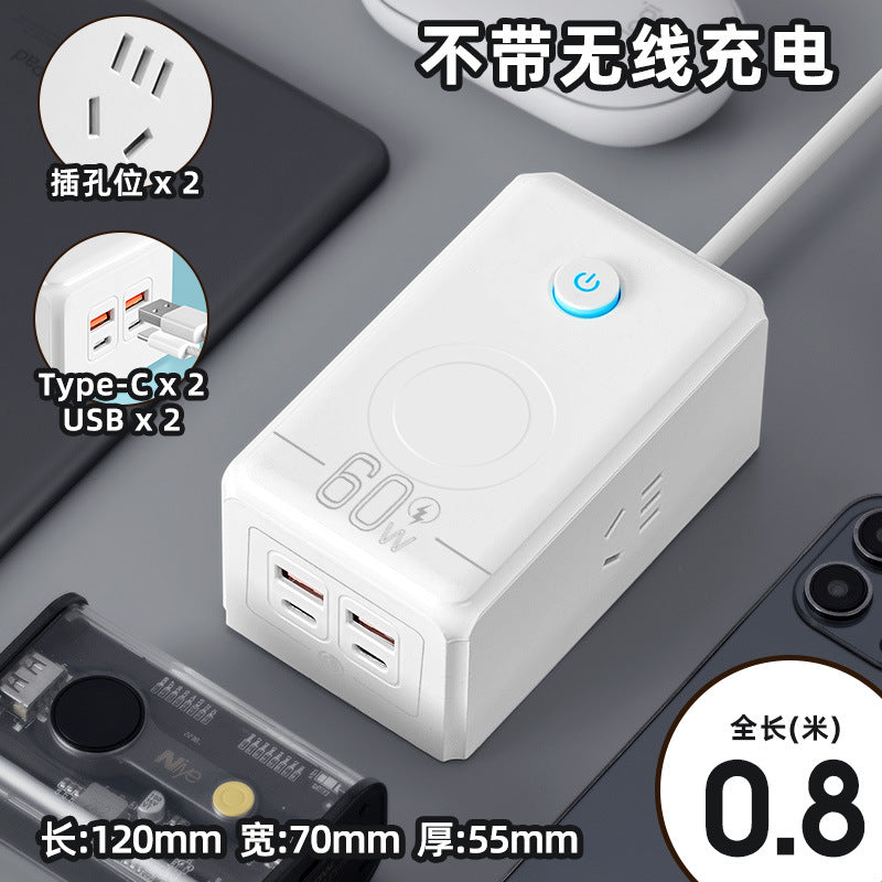 60w wireless phone charging socket panel multifunctional with usb fast charging power strip home dormitory power strip