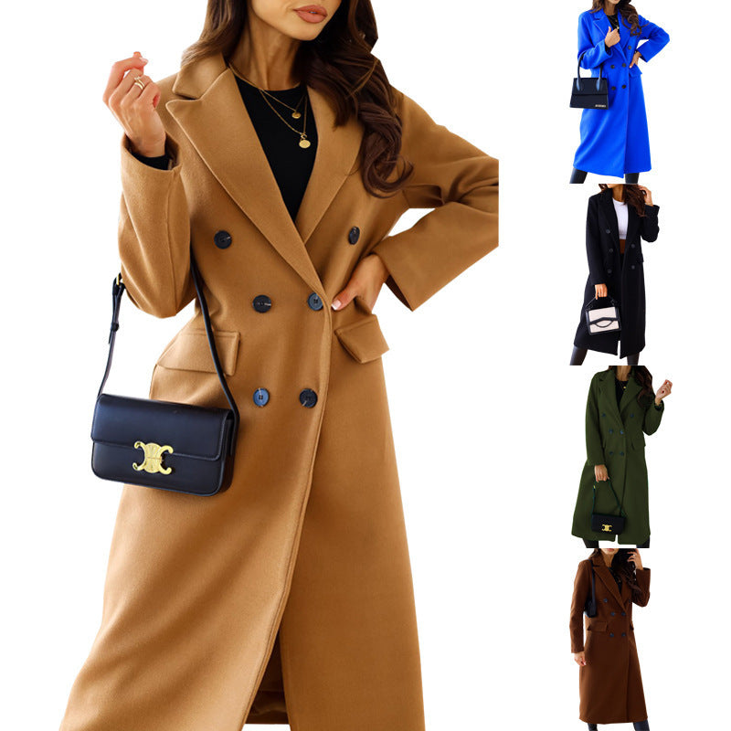 fall/winter new collection: independent e-commerce, us & european, tiktok-driven, cross-border trade women's double-breasted wool coat
