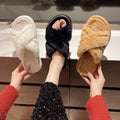 2024 new fuzzy slippers for women, korean style, trendy ins design, winter 2024 home comfort, one-strap cotton slippers for women