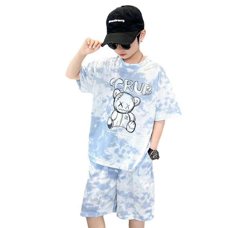 Boys' summer outfit set  new summer kids short-sleeve t-shirt tracksuit thin two-piece set children's clothing
