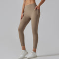 High-waisted, barely-there yoga pants for women. seamless, quick-drying, compression leggings with pockets, perfect for running, fitness, and sculpting your figure. brushed fabric for extra comfort. ideal for yoga and other workouts