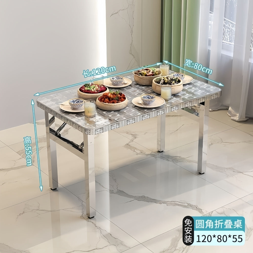 Extra thick stainless steel folding table - heavy duty, ideal for home, outdoor dining, commercial use, night markets, and bbq stalls