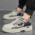Men's 2025 spring new leather breathable casual sneakers, youth thick-soled height-increasing anti-slip work shoes