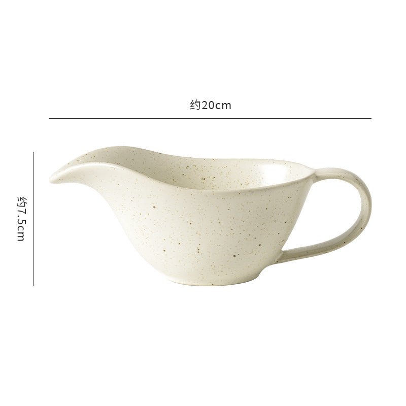 Retro ceramic sauce boat western food steak juice bucket cup teppanyaki black pepper tomato juice ceramic handle cup seasoning