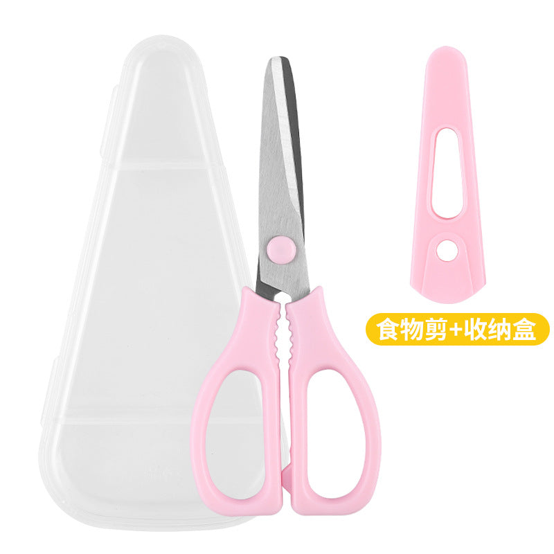 Ceramic scissors baby complementary food scissors food small scissors children's meat cutting vegetable tools portable storage box scissors wholesale