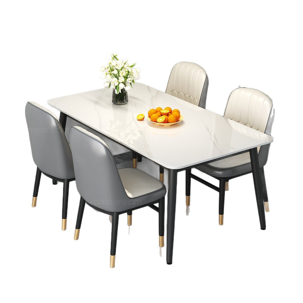 Rock slab dining table rental house for home modern casualaccessible luxury dining table living room rectangular dining table and chair combination
