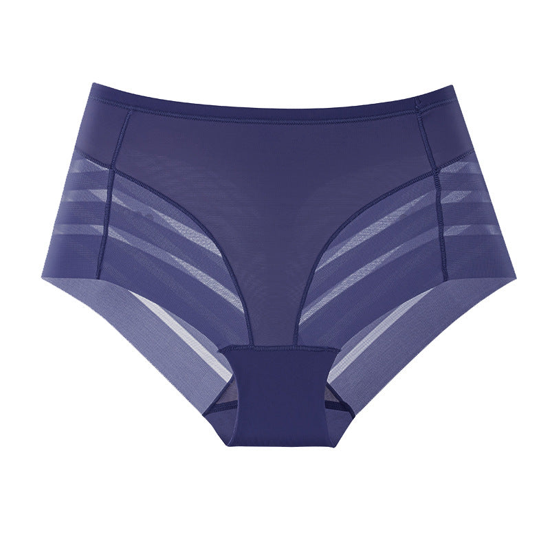 women's underwear: summer ice silk high-stretch mid-waist plus size breathable mesh sexy lace triangle panties