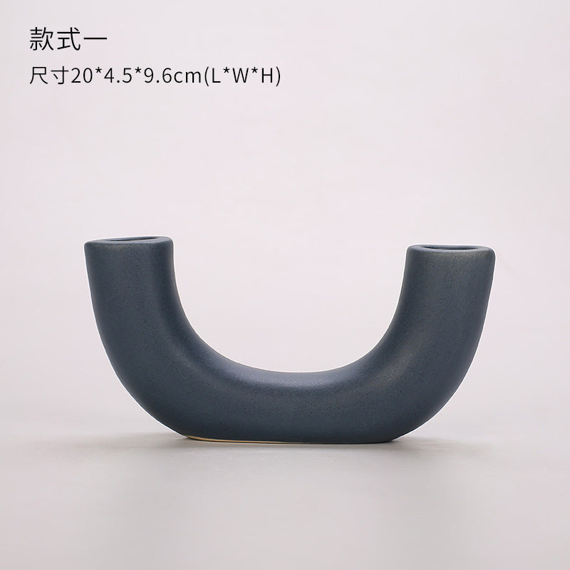 Nordic ins simple creative candle holder candle light dinner ceramic candle holder geometric candle holder decorative props office