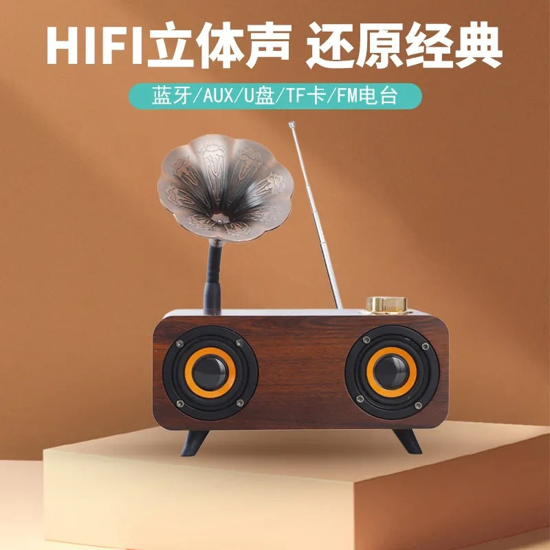 Retro bluetooth speaker, high-fidelity home audio system, bedside bluetooth speaker with stylish design, subwoofer ft4007