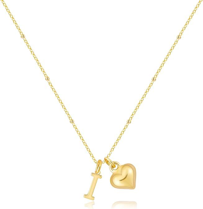 new fashion light luxury style 26 letter heart necklace, 14k gold plated minimalist versatile women's necklace