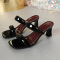 Women's summer 2025 new arrival: elegant and comfortable ankle strap heeled sandals - square toe open toe slides