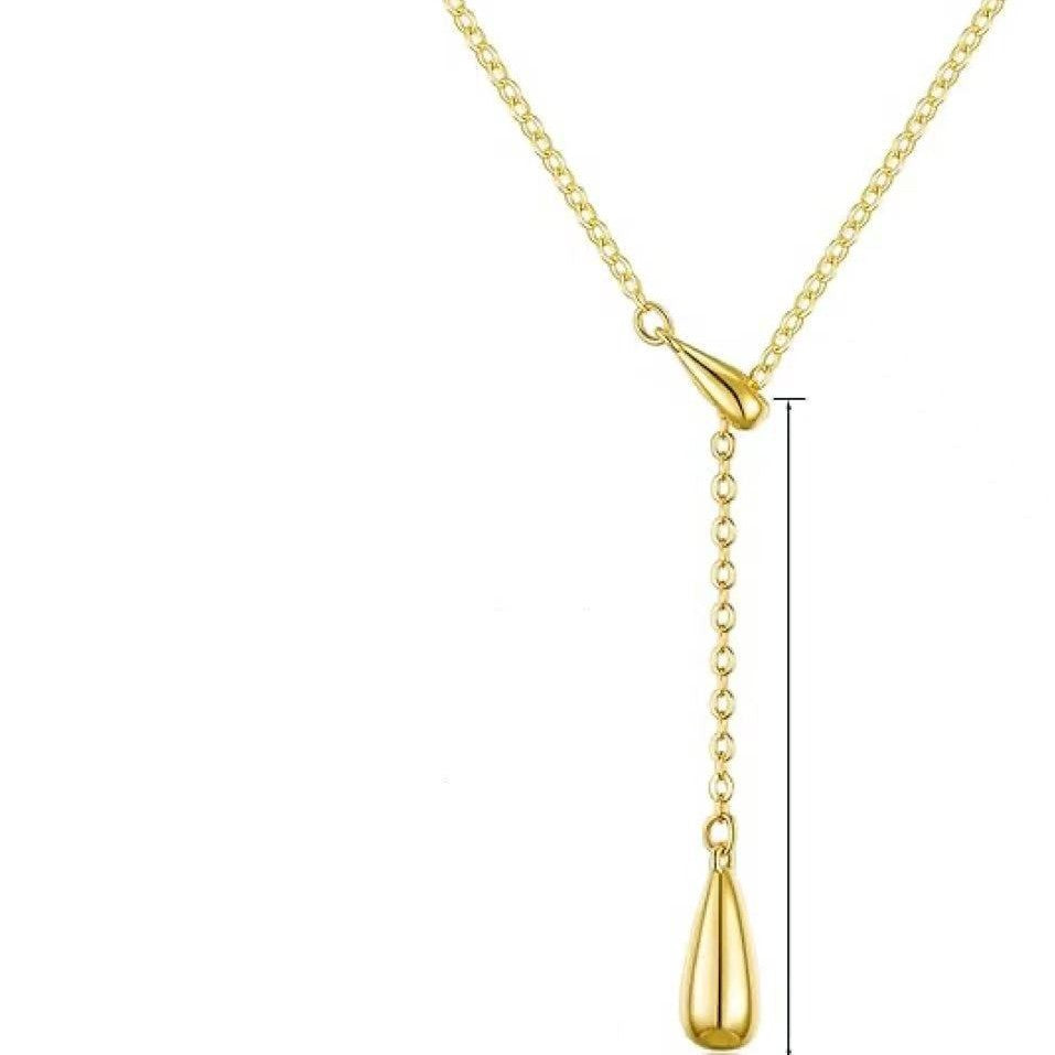 Amazon cross-border new fashion teardrop lariat necklace, teardrop pendant necklace, minimalist women's jewelry