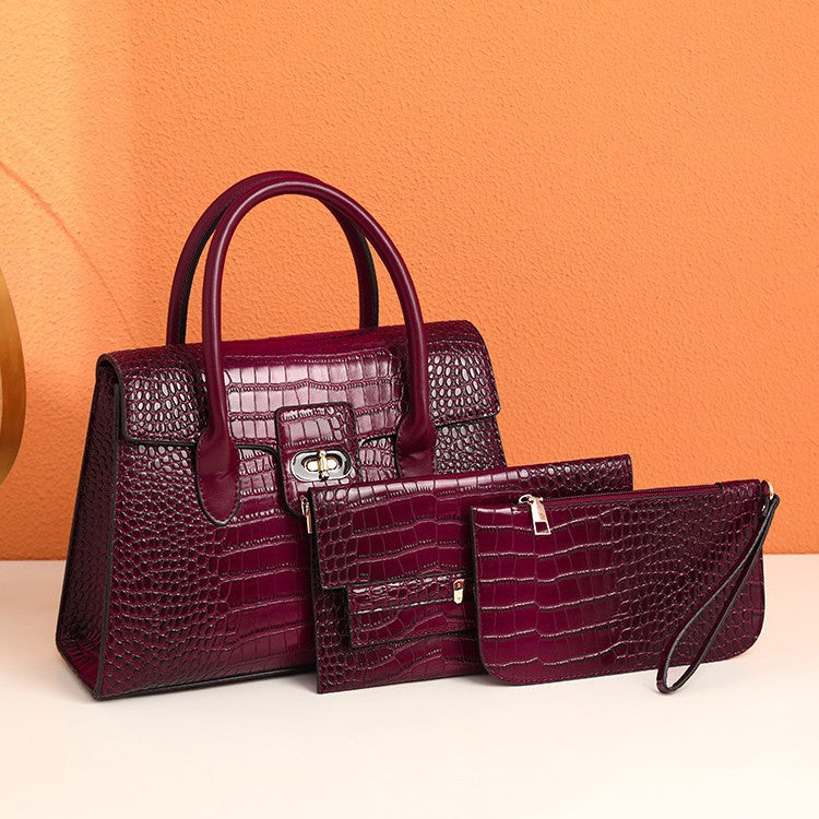 Spring 2025 New Fashion Trend Light Luxury Crocodile Pattern Women's Portable Tote Bag