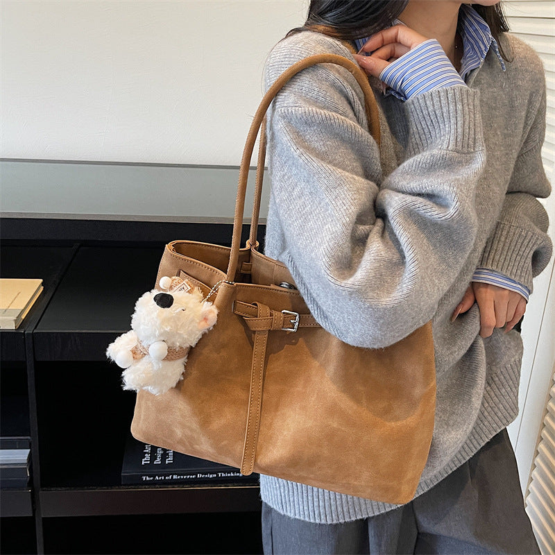 Vintage chic underarm bag with adorable puppy charm - new large capacity tote, premium lightweight luxury shoulder bag
