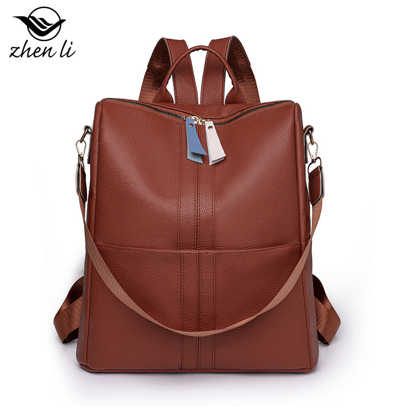 Cross-border wholesale women's backpack large capacity anti-theft commuter travel backpack casual versatile pu soft leather women's bag