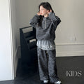 Girls'  autumn striped hoodie set: stylish hooded sweatshirt and wide-leg pants two-piece outfit for big girls