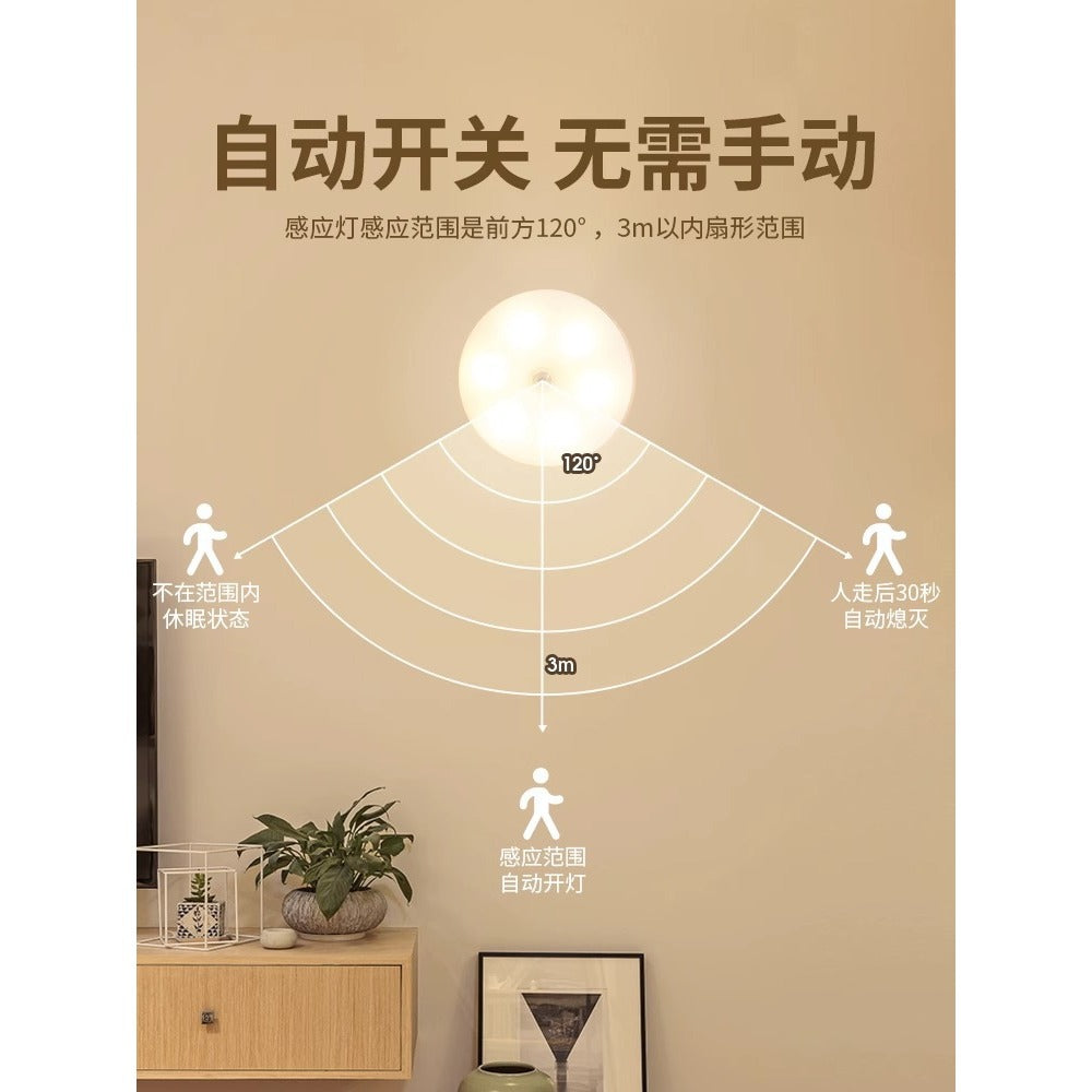 Smart motion sensor night light - rechargeable bedside lamp, no wiring required, magnetic cabinet light, hallway light, extra-long battery life