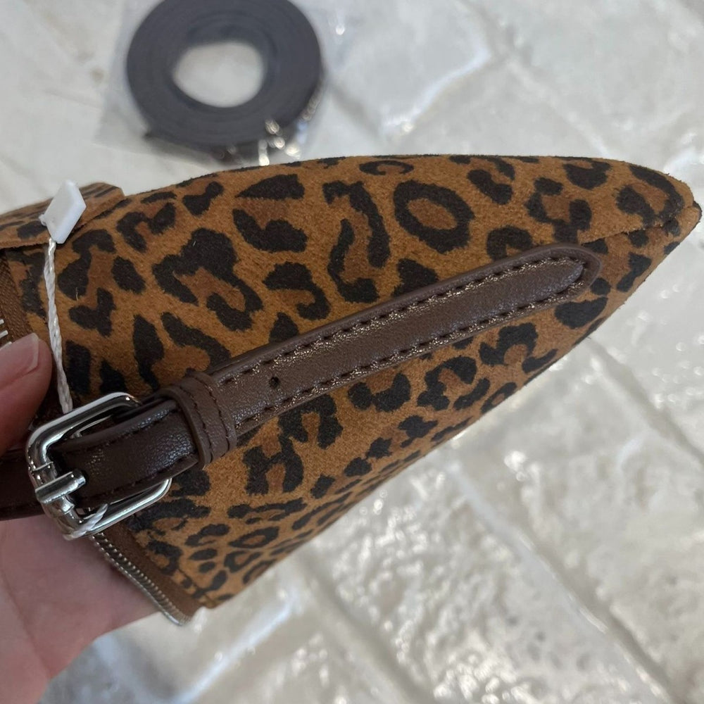 Genuine leather leopard print phone bag - cowhide suede fashion new women's bag - high-end, retro, versatile crossbody bag - trendy