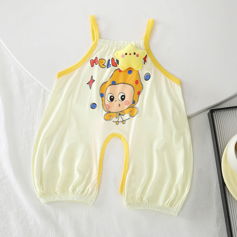 Comfortable and breathable baby romper - summer newborn outfit with open crotch - adorable crawling suit for summer