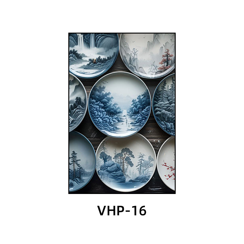 Blue and white porcelain decorative painting vase porcelain ceramic new Chinese style living room hanging painting hotel hotel restaurant box Chinese style