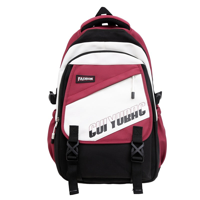 New junior high school schoolbag, college student college style casual simple backpack, fashion trend middle school backpack