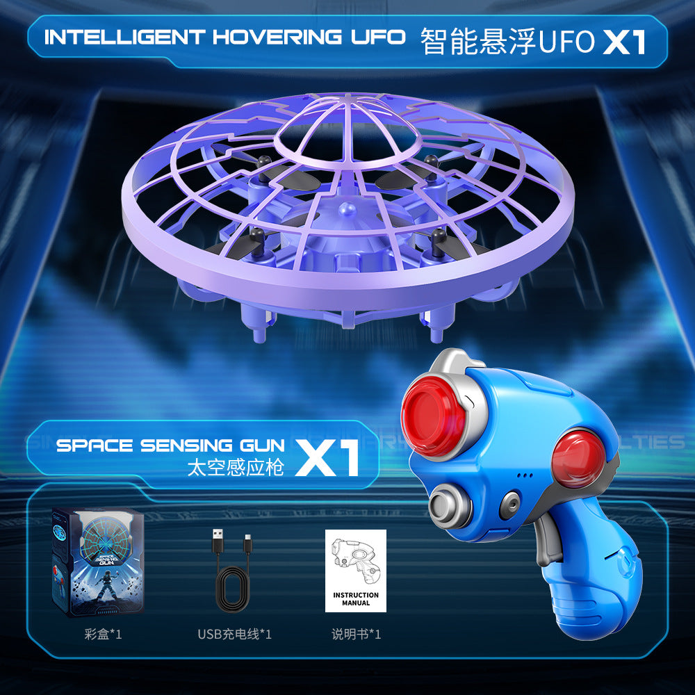 xs4 drone shooting sensing mini flying disc hovering rotating intelligent obstacle avoidance interactive toy aircraft