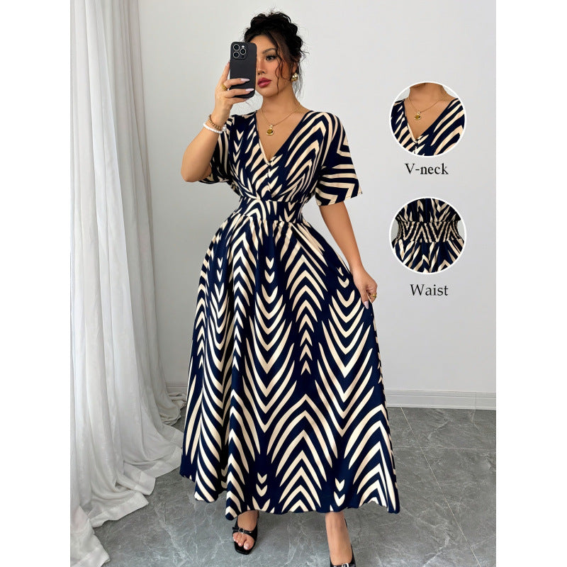 listing: new  women's elegant printed v-neck dress