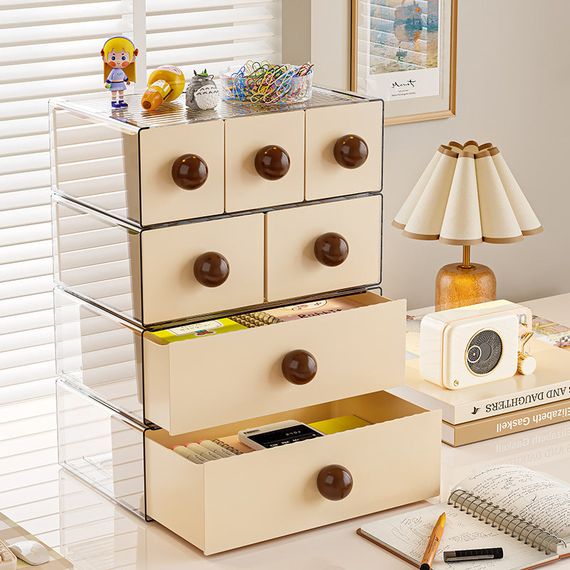 Desktop Stationery Storage Box Handmade Ledger Drawer Shelf Desk Station Organizing Box Dust-proof Storage Box