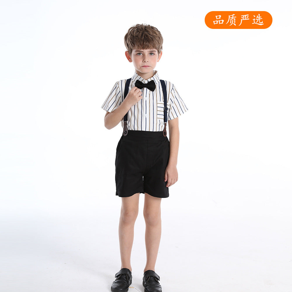 Korean style boys' striped shirt set - new spring collection - kids' spring/summer outfit - stylish boy's clothing - trendy baby boy clothes
