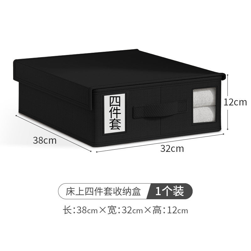 Cross-border non-woven bed sheet four-piece storage box wardrobe finishing with lid storage box foldable clothing storage box