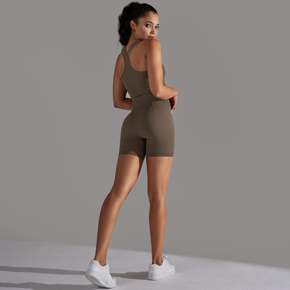 new arrival seamless jacquard knitting yoga wear breathable tight sports suit high waist hip lifting running fitness wear