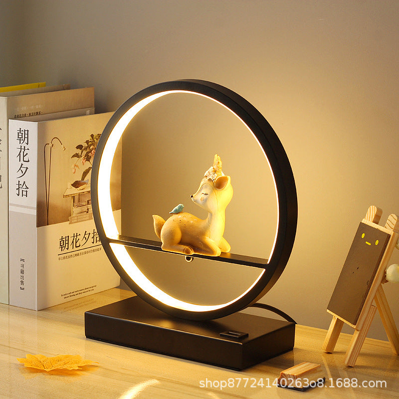 Creative nordic deer table lamp - bedroom bedside lamp - couple's warm & romantic ambiance - red wedding gift led lamp