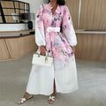 summer new women's fashion: cross-border european and american style dress - trendy printed lantern sleeve a-line maxi dress with cinched waist