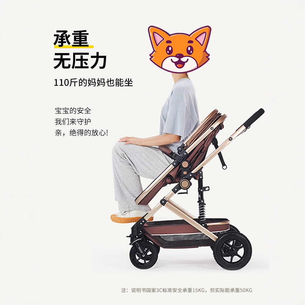 Lightweight baby stroller - four seasons, two-way, foldable bassinet, newborn pram, shock absorption, wholesale from manufacturer, portable