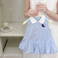 preppy style dress for girls, casual polo collar pleated skirt princess dress, tank dress - dropshipping available