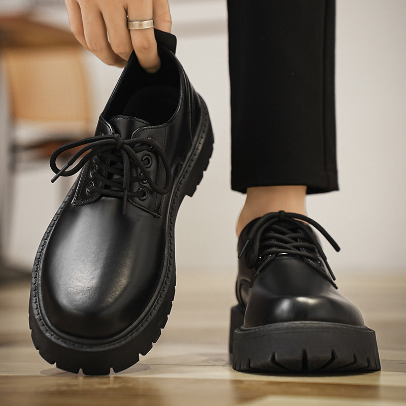 Men's leather derby shoes - business casual, spring collection, chunky sole, height increasing, trendy & comfortable