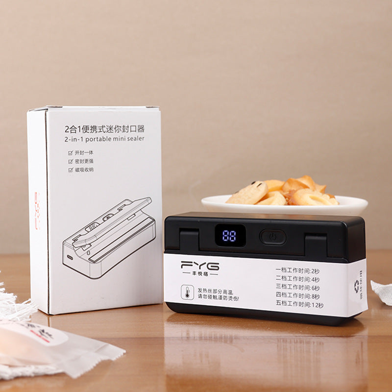 2-in-1 portable mini sealer - heat sealer for snack bags & plastic bags - small, home use sealing device